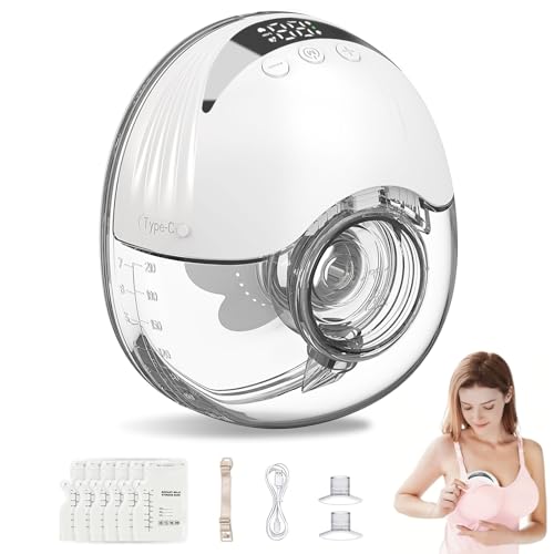 Breast Pump Hands Free Wearable: - Portable Electric Pumpables Wireless, Automatic Handsfree Breastpump 24mm Cordless, Handless Single Breastfeeding Pump, Hidden & Large Capacity 1 Pack