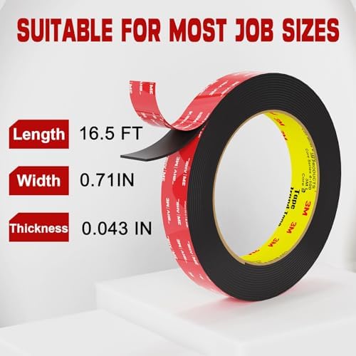 Double-sided adhesive tape, extra strong, 500 x 1.8 x 0.11 cm, mounting tape, double-sided strips, suitable for cars, LED strip lights, home/office decoration