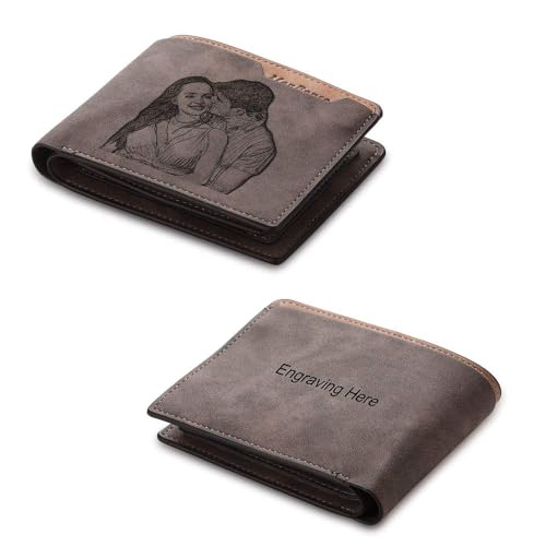 LanM Gifts for Dad Mens Wallets Personalized Photo Wallets for Father Engraved Customized Picture Wallet Father's Day Gifts for Grandfather Husband