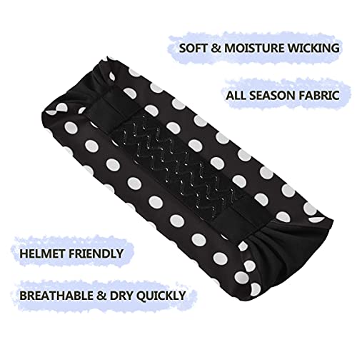 Ahomy Headbands For Men Women Black And White Polka Dot Sweat Bands Non Slip Breatheable Durable Head Band Outdoor Sports #TOP1