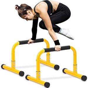 TABEKE Push Up Bar, 14” High Steel Parallettes & Dip Bar with Full Coverage Foam Handle, Heavy-Duty Calisthenics Parallel Bars for L-Sit, Dips, Home Gym Strength Training Workout
