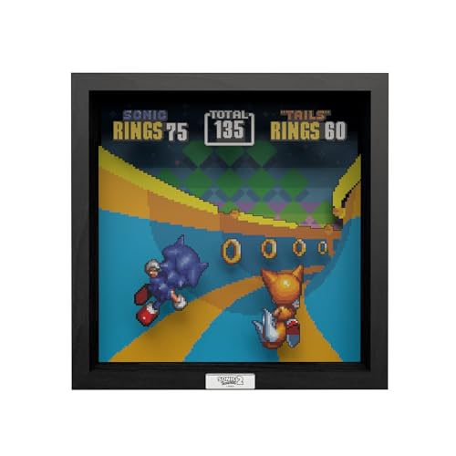 Boîte d'ombre 3D Sonic The Hedgehog 2 Pixel Frames décor mural rétro - 3