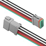 JRready ST9035-12-01 Deutsch 12 Wire DT Connectors Kit 14AWG (UL3266), Gray IP68 Waterproof Automotive Electrical 12 Pin Male and Female Wire Harness Connectors with Pigtail for Car Truck Boat, 1 Set