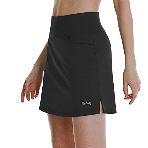BALEAF Women s High Waisted Golf Skirts Tennis Athletic Running Workout Active Skorts Skirts with Pockets Black Large