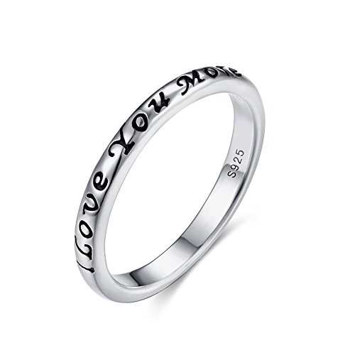 3mm I Love You More Wedding Band Ring in Antique Sterling Silver 925 with US Size 6-8 - Main Image