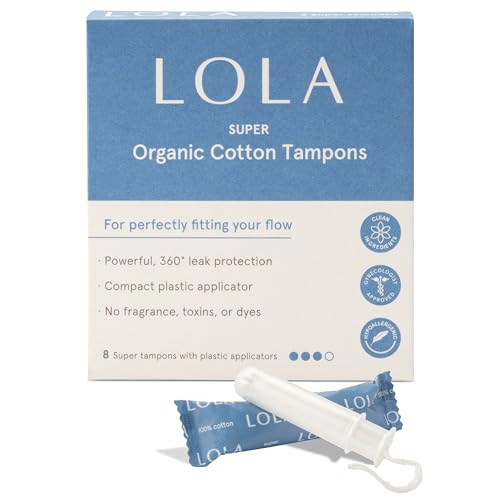 LOLA Tampones de algodón orgánico, 8 unidades – Tampones Super, productos de higiene femenina de período, productos aprobados por HSA FSA Cuidado femenino
