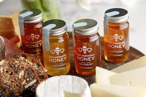 Bee Harmony Coast-to-Coast Honey Flight, Mini Honey Gift Set, 4 Jars, 3 OZ Each, Premium, Raw, Made in the USA - Image 3