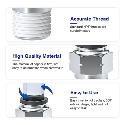 AIRZOE Push to Connect Fittings 3/8" Tube OD x 3/8" NPT Thread,Push in Joint Pneumatic Connector Quick Fittings,PC 3/8”-N03(10 PCS) by AIRZOE - Image 3