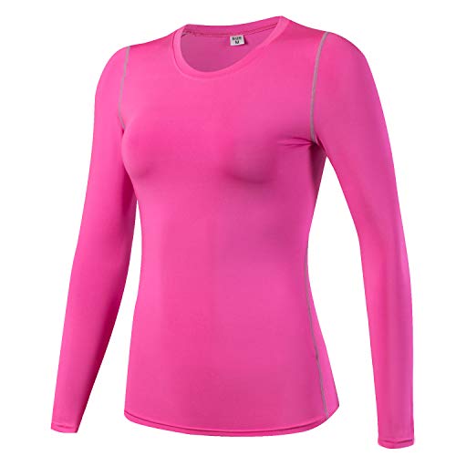 Sillictor スポーツ インナー シャツ レディース 長袖 コンプレッション トップス アンダー ウェア 【通気速乾・抗菌防臭】 2019 ピンク 2XL