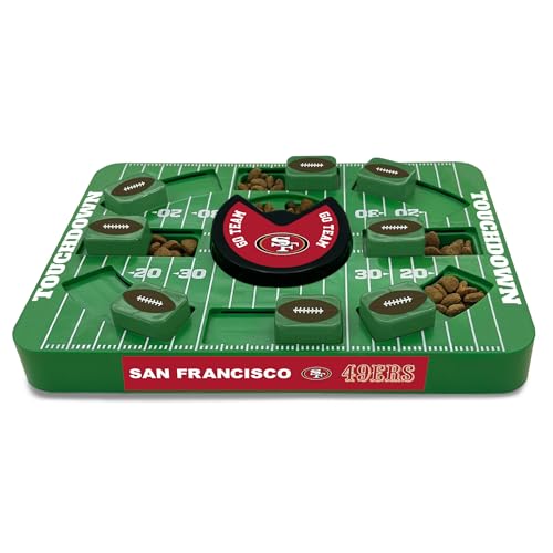 Image of Pets First NFL San Francisco 49ers Large Puzzle Toy for Dogs, Slow Feeder Board for Pets, New Bigger Size, Interactive Doggie Treat Toy