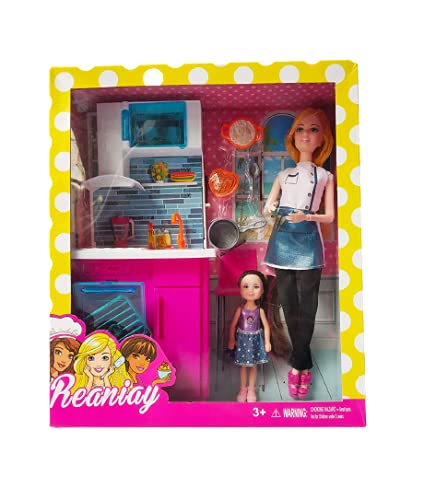 TEMSON Cute Baby Doll Girl with Kitchen Set Accessories Toys for Kids