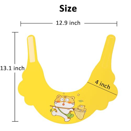 Image of Baby Shower Cap Shield, Soft Adjustable Kids Bath Visor Hat Shampoo Washing Hair Protection Cartoon for Toddler children (Yellow Tiger)