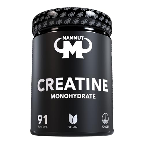 Mammut Nutrition Creatine Monohydrat Pulver 550 g Dose, reines Kreatin Monohydrat mit Magnesium, geschmacksneutral, veganes Pulver für Erwachsene, für kurzzeitige & intensive Belastung