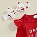 Linlinchuli Valentines Day Toddler Baby Girl Outfit Heart Long Sleeve Romper Flared Pants Infant Clothes (Red, 0-3 Months)