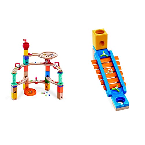 Hape Quadrilla BAU-Set „Aus der Burg entkommen“ für Murmel-Kreiselbahn aus Holz| Murmelbahn-Set aus Holz & E6022 6022 - Klingender Spielplatz, Zubehör für Quadrilla Kugelbahnen