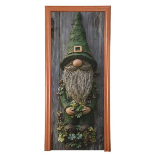 FLildon Cute Gnome Wooden St Patrick's Day Door Cover Decoration, Party Accessory Porch Decor for Festive Ornament Room Door Covers 36 x 98 Inch