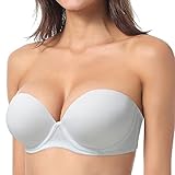Vogue's Secret Women Convertible Strapless Underwire Bra Thick Padded Push Up T-Shirt Multiway Bras, White, 38C