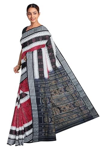 Image of Sambalpuri Cotton Saree of Odisha Ikkat Orissa Traditional Handloom Sari | Bomkai | Pata | Nuapatana | Sambalpuri Saree | Khandua Patta Sare | Without Blouse JH925