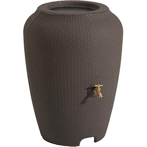 Algreen 50 Gallon Wicker Rain Barrel, Chocolate Mocha - Thumbnail 3