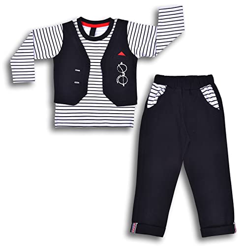 Image of Wish Karo Full Length Cotton Blend Shirt and Pant for Baby Boys (hfs598)