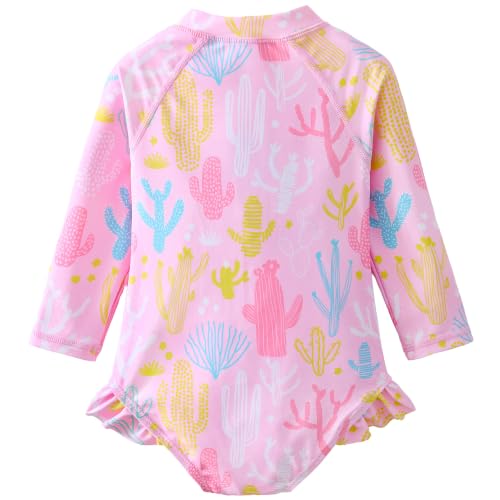 Image of Baby Girls' One Piece Swimsuit Long Sleeve Rash Guard Swimwear