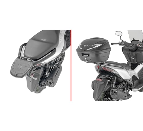 Baúl Givi E340N2 negro con soporte de moto para guardar el casco en Zontes 350 D 2