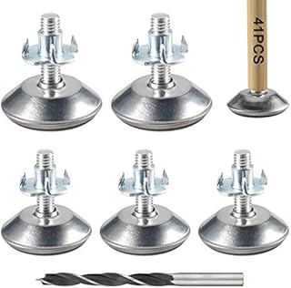 Rybtd 20Pcs Adjustable Leveling Feet Threaded Foot Durable Non-Slip Levelers Glides Foot M8*30 * 40mm with 20 x T-Nuts, 10mm Drill Bit Suitable for Home, Office, DIY, Restaurant, Wooden Furniture