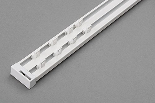 ROLLMAYER glänzend Weiß Gardinenschiene ALU 2, 3, 4, 5-läufig Deckenbefestigung (2-läufig, 400cm - mit Ösengleiter) Aluminium Vorhangschiene für Schiebevorhang Vorhang, Gardinen