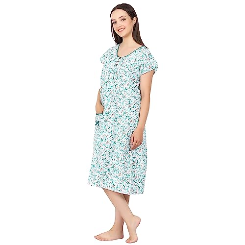 Breezly Woman's Long Short Calf Length Pure Cotton Nighty Multicolour - Image 3