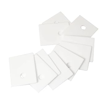 10PCS White Ceramic Sheet High Thermal Conductivity Alumina Ceramic Sheet Ceramic Insulating Gasket 12x18x0.6MM Perforated Ceramic Transistor SCR Thyristor Insulators for IC MOS Triodes