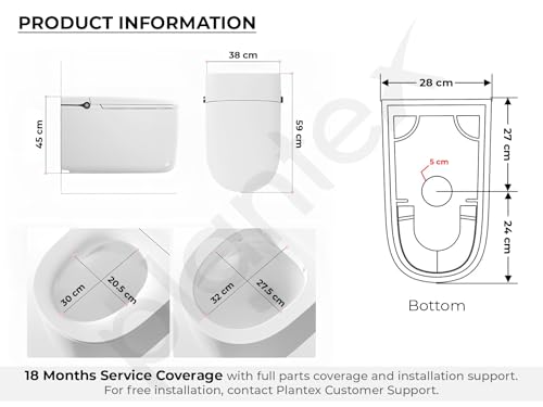 Image of Plantex Smart Toilet Commode One Click Foot Touch with 18 Months Warranty /Heated Seat /Auto Lid Open & Close with Auto Flush /Water-Saving Technology- S-Trap (White)