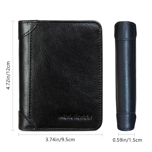 Men's RFID Shielded Three Fold Leather Wallet, 11 Credit Cards with Gift Box (Retro Black)4