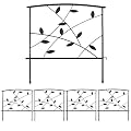 Sunnydaze Modern Leaves and Vines 10-Foot 5-Piece Steel Decorative Garden Fence Panels - 26" W x 32" H Per Panel - Black