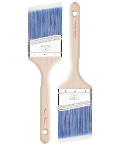 Bates- Paint Brushes 3-Inch 2 Pack Angle Brushes Treated Wood Handle Paint Brushes for Walls Stain Brush Wall Paint Brushes Furniture Paint Brushes for Painting Walls Painting Brush