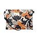 Women's PU Leather Clutch Purses Zipper Foldover Key Chain Wallet for Party Fashion Leaf Pattern Orange Black