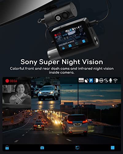 Cooau 2.5K Dash Cam Front And Rear Inside, 2.5K+1080P+1080P 3-Channel Dash Cam, Build-In Gps Wi-Fi, Dash Camera For Cars With Super Ir Night Vision, 24-Hr Parking Mode, Supports 512 Gb Max (D50) #TOP2