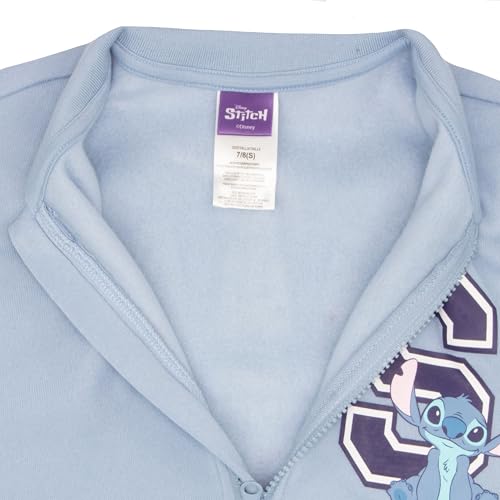 Image of Disney Lilo & Stitch Girl's Zip-Up Varsity Bomber Jacket - Casual Lightweight Coat with Stitch Graphic Print for Kids