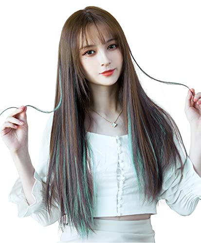 HARSW 10本セット ワンタッチ ストレート ポイント メッシュ エクステ カラー クリップ 単色 ぱっちん エクステンション