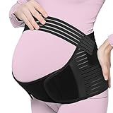 Pregnancy Support Belt XXL, Adjustable No-Slip Maternity Belt Pregnancy Belly Band for Pregnant Women, Pregnancy Belt for Birth Preparation, Labour & Relief Pelvic Hip Back Abdomen Pain, Black