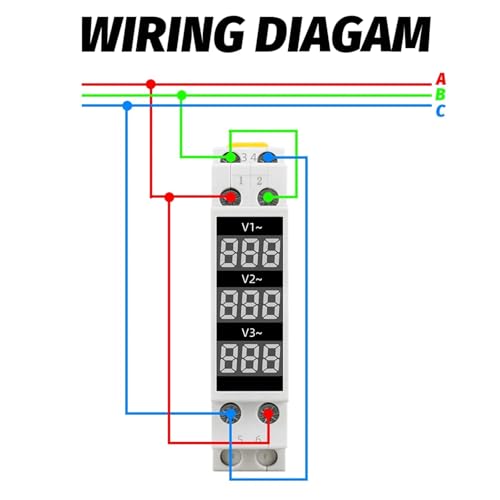 Voltmètre triphasé LED Rail Din 80-500V - Indicateur de tension modulaire pour tableau - 5