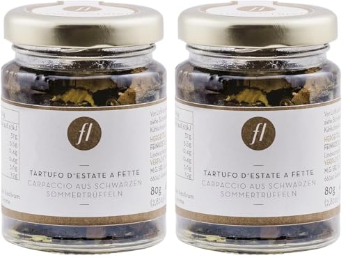 Feinkost Luigi - Trüffel Carpaccio, echte schwarze Trüffelscheiben eingelegt in hochwertigem nativen Olivenöl (80g) (Packung mit 2)