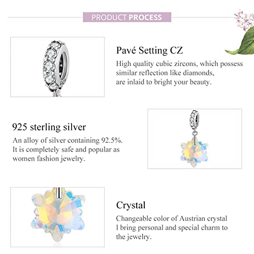 Pendentif flocon de neige en argent 925 massif et cristaux de haute joaillerie