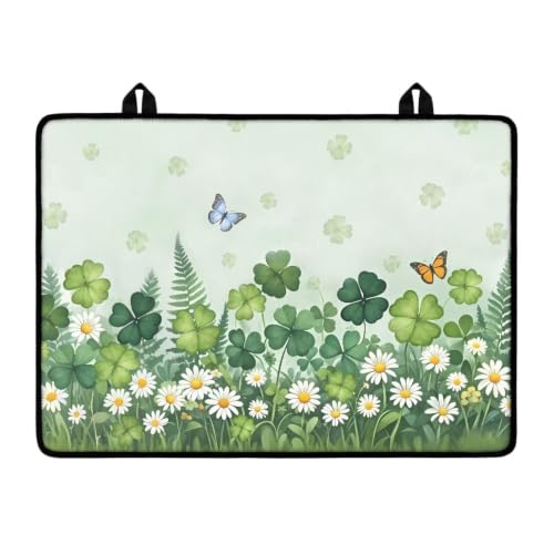 Image of Glass Ceramic Stove Top Cover Protector Anti-Scratch Induction Cooktop Cover Mat Foldable Flat Top Stove Cove, 29 x 21 Inch, Butterfly Daisy Four-Clover