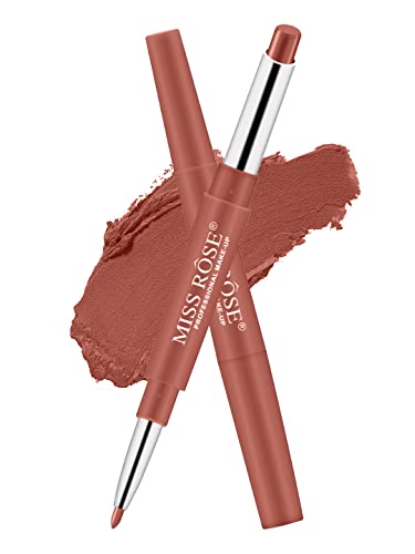Image of Miss Rose 2 In 1 Waterproof Matte Lip Liner With Lipstick Shade -43, brown, 2.1 g