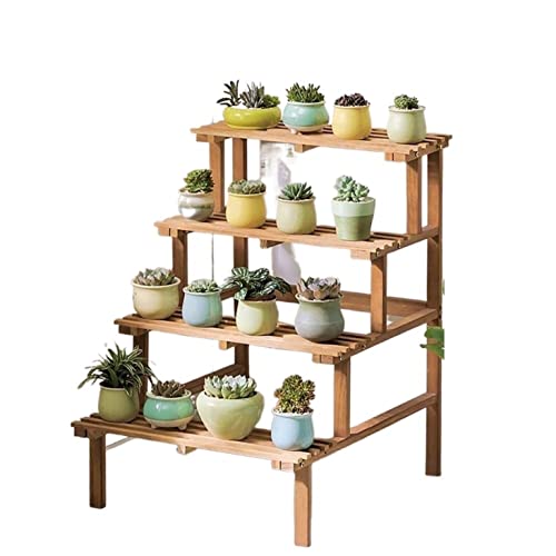 Soporte para plantas de madera maciza, soporte para plantas suculentas, para el hogar, patio, jardín, césped, estante para plantas