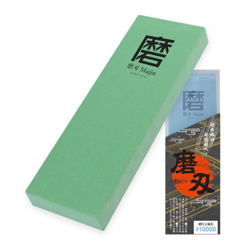 TIKUSAN SAMURAI Ceramic Whetstone Majin Made in Japan Japanese Knife Sharpening Stone with Base for Kitchen and Professional Use (#400)