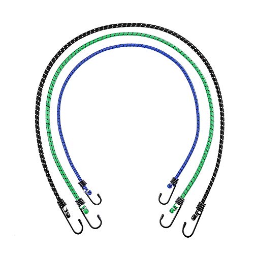 WINCSPACE 3 Stück Bungee-Seile mit Haken 49,7 cm und 99,4 cm Wahl Heavy Duty Bungie Gurte für Fahrrad Gepäck Indoor Outdoor (19,4 Zoll) Cover