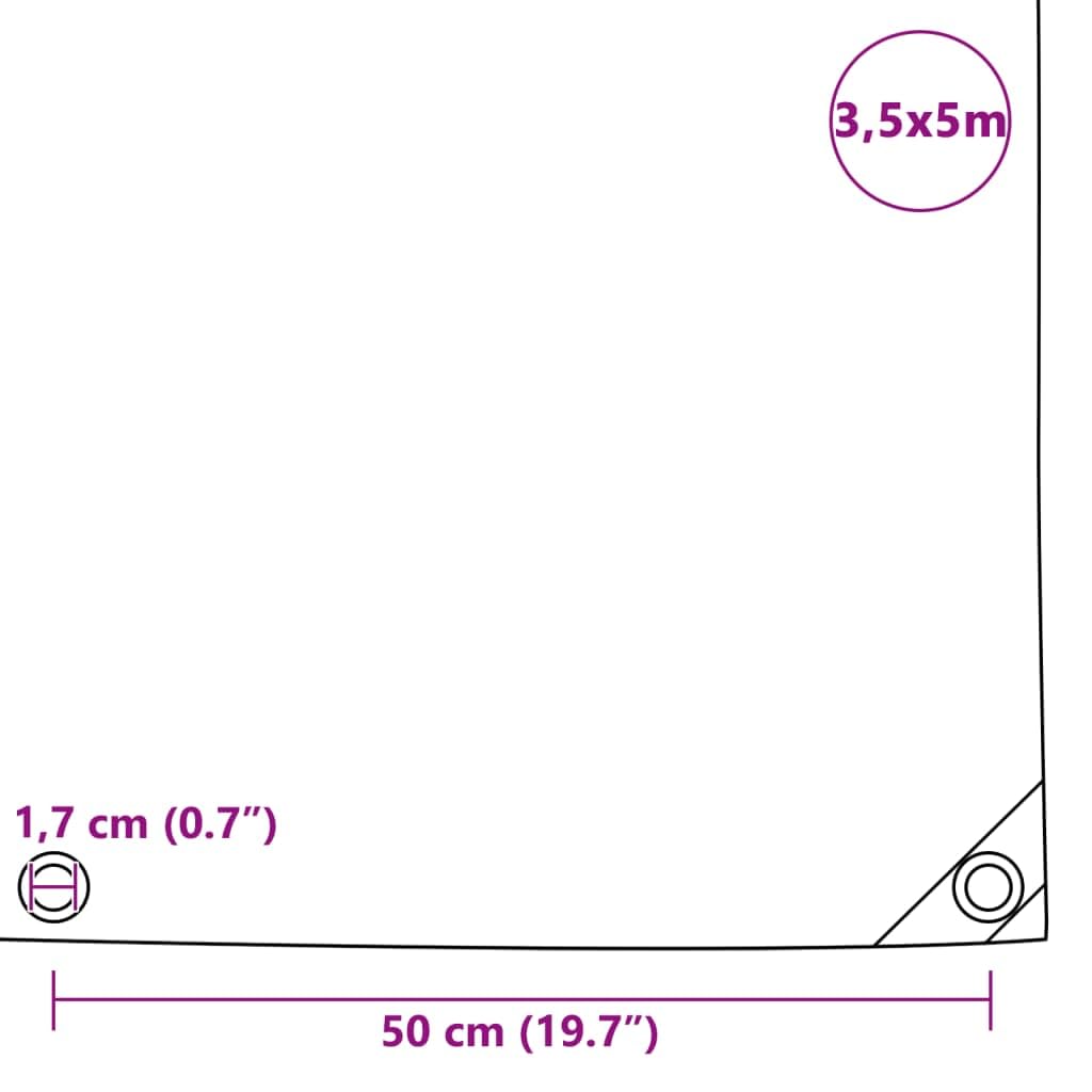 Abdeckplane 650 g/m² Canvas mit PVC Beschichtung, 3,5 x 5 m Grün, mit Ösen, wetterfest für Gartenmöbel, Auto, Fahrrad, Anhänger, Boot, Campingplatz, Schutz vor Regen UV