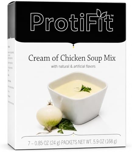 PROTIFIT - High Protein Soup Mix, 15g Protein, Low Calorie, Low Sugar, Low Fat, Low Carb, Ideal Protein Compatible, 7 Servings Per Box (1 Pack, Cream of Chicken)