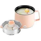 1.7L Elektrischer Hot Pot Topf mit Dampfgarer 600W Tragbare Multifunktionaler Wokpfanne mit Dampfer-Glasdeckel Doppelter Leistungssteuerung für Home Office Dorm Camping